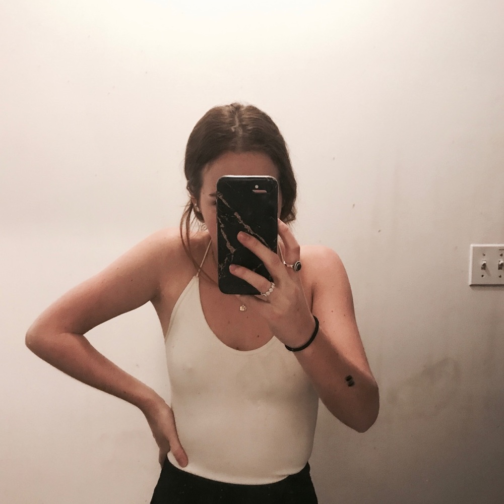 Express white racer back tank white